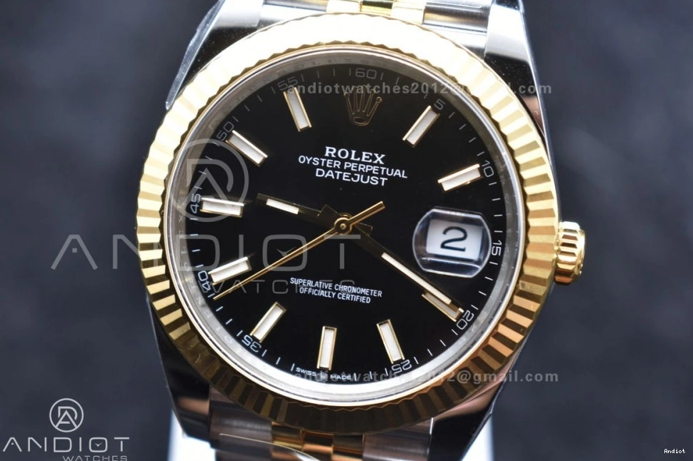 SS VR3235 DateJust Steel Clean Edition YG 41 Bracelet Black 1:1 126333 Stick on Dial Best 904L Jubilee 0425